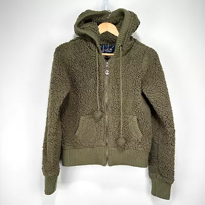Chaqueta con Capucha Jack By BB Dakota Deep Pile Polar Mujer Grande Verde Ejército Bolsillos Foto 1 de 4