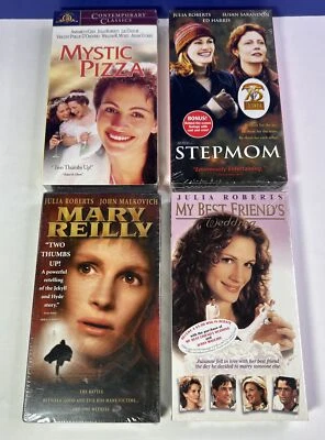 Lot of 4 Julia Roberts VHS Movies - NEW SEALED - Mystic Pizza, Stepmom & More Foto 1 de 4