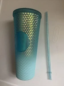 Starbucks Glacier Blue Ombre Gradient Studded Tumbler Cold Cup 24 oz - Picture 1 of 4