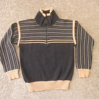 VTG Obermeyer Wool Sweater Mens Small Black 1/4 Zip Pullover High Neck Snow Ski - Image 1 of 4