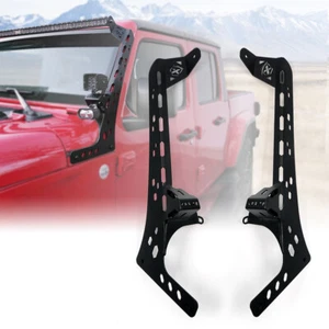 50" LED A-Pillar Windshield Light Bar Mounting Brackets for Jeep Wrangler JL JT - Picture 1 of 7