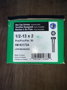 Hillman 1/2-13x2 Stainless Steel Hex Cap Screws Qty 50 - Picture 1 of 1