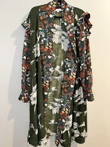 Cárdigan kimono midi con volantes estampado floral multicolor talla S UMGEE frente abierto - Imagen 1 de 7