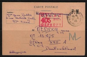 FRANCE GERMANY 1940 FM WWII CARD FROM NICE ALPES MARMES TO POW IN GERMANY - Picture 1 of 2