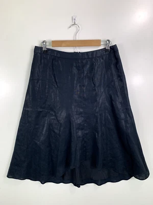 Per Se Women's Skirt Size 8 Blue 100% Linen Lined A Line Flare Zip Knee Length - Image 1 of 4