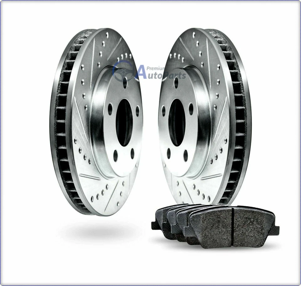 2x GEBOHRT BREMSSCHEIBEN BREMSKLÖTZE VORNE FÜR FORD MUSTANG 2005 - 2014 316MM