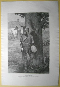 1881 Reclus print ARMED KHEVSUR, GEORGIA, CAUCASUS, #21 - Imagen 1 de 1