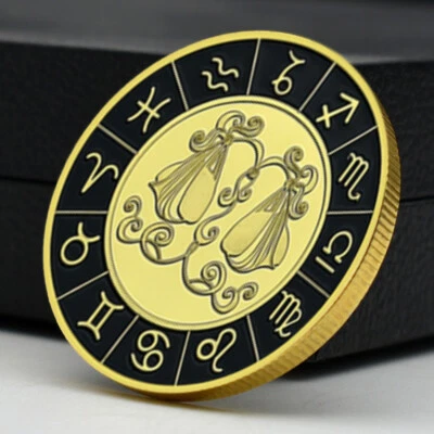 12座镀金硬币金属工艺天秤座纪念奖章礼物 — 第 1/4 张图片