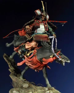 Modellino kit resina samurai guerriero a cavallo scala 1/20 90 mm feudale Giappone figura - Foto 1 di 2