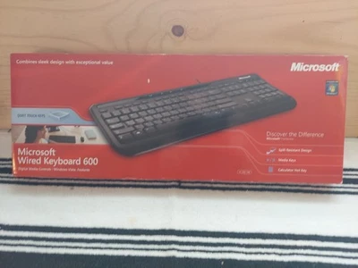Microsoft Wired Keyboard 600 X15-08701-03 New Quiet Touch Keys Windows Vista  - Image 1 of 4