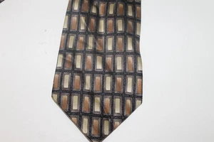 Cocktailfarben Herren Seidenkrawatte braun beige geometrisches Muster - Bild 1 von 3