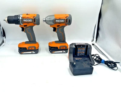 RIDGID 18V R860010 DRILL 1/2"/R860021 1/4" IMPACT DRIVER W/2 BATTERI (EL1114140) - Image 1 of 4