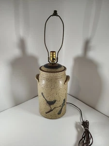 John Bauman Bauernhaus primitiver Topf Vogel Keramik Lampe KÜNSTLER SIGNIERT groß - Bild 1 von 6