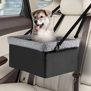 Sièges d'auto pour chiens pour petits chiens, siège d'appoint de mise à niveau S-JUSQU'À 15 LBS, gris - Photo 1/7