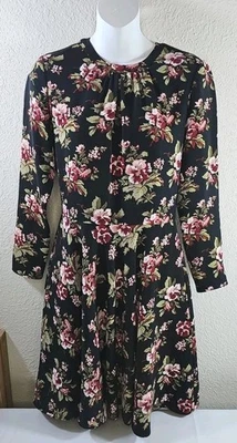 Vestido polar rojo Brooks Brothers para mujer talla 0 floral negro manga larga de lujo usado en excelente estado Foto 1 de 4