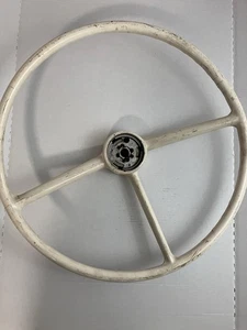 Vintage Steering Wheel White Three Spoke Make Unknown - Picture 1 of 8