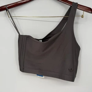 Adidas Originals Women's Spandex Crop Top Charcoal One Shoulder Activewear - Picture 1 of 5