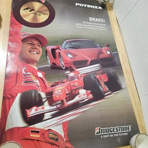 Bridgestone FERRARI POSTER F1 MICHAEL SCHUMACHER 2002 World Champion ENZO 36x24 - Picture 1 of 5