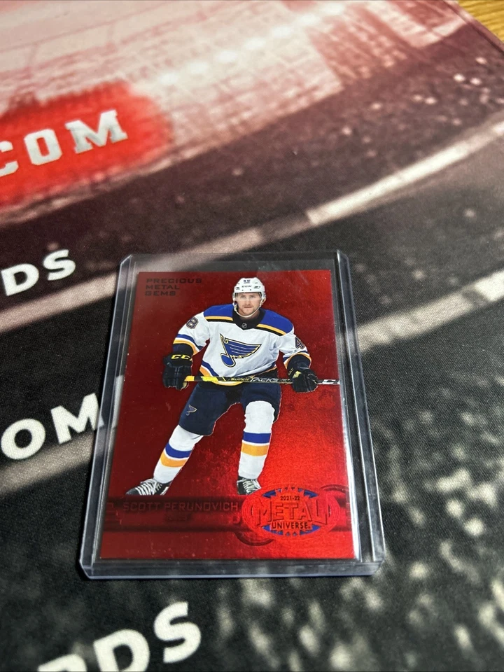 2021 Skybox Metal Universe 1997-98 Retro PMG Red /90 Scott Perunovich Rookie RC - Image 1 of 4