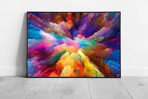 Abstract Colour Burst Wall Art Print Creative Composition Framed Artwork - Picture 1 of 10