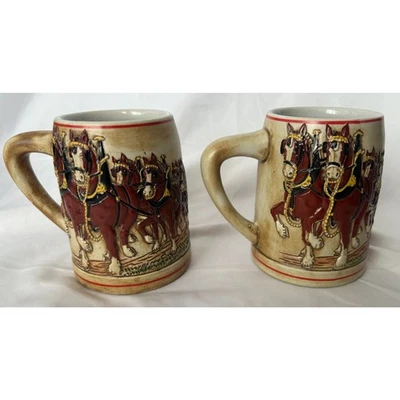 Juego 2 tazas vintage 1980 Budweiser Champion Clydesdales Holiday Stein Ceramarte Brasil Foto 1 de 4