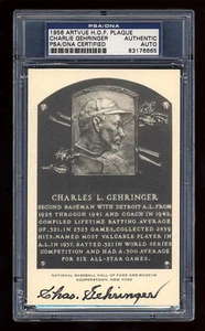CHARLIE GEHRINGER SIGNED ARTVUE WHITE HOF PLAQUE MINT PSA/DNA SLABBED AUTO - Picture 1 of 2