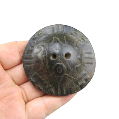 Китай, старый нефрит, культура Хуншань, черный магнит, редкий НЛО, подвеска W(325) - Изображение 1 из 4