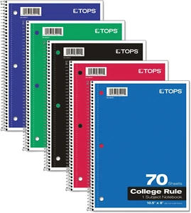 Oxford Spiral Notebook, 1-Subject, College Ruled Paper, 70 Sheets, Color May Var - Picture 1 of 6