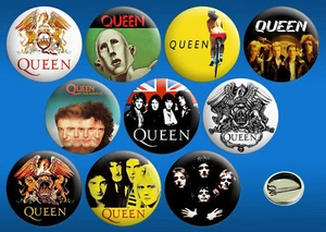 QUEEN - Lot of 10 button (spille, pins, Rush, Freddy Mercury, David Bowie) - Imagen 1 de 1
