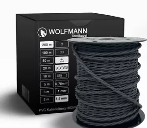 2-adrig Textilkabel Stoffkabel pendelkabel gedreht gedrillt Graphit Grau 2x0,75 - Bild 1 von 1