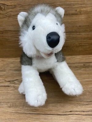 Build A Bear Blue Eyed Husky Dog 16" Gray Plush BABW With Collar - Image 1 of 4