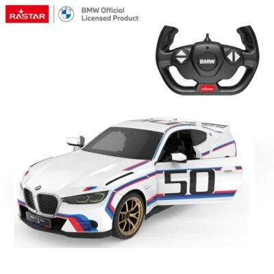 Rastar 92800 1:14 Scale RC BMW 3.0 CSL Model Kids Toy Car with Remote - White - Image 1 of 3