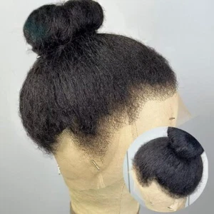 16 inch Kinky Straight 360 Lace Front Wig yaki Human Hair wigs 180% density - Picture 1 of 5