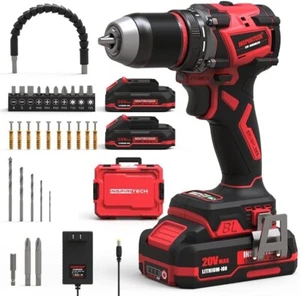 INSPIRITECH 20V Brushless Power Drill with 2 Batteries - Picture 1 of 22
