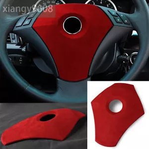 Suede Wine Red Steering Wheel Center Panel Trim For BMW 5 Series E60 E61 2004-10 - Picture 1 of 11