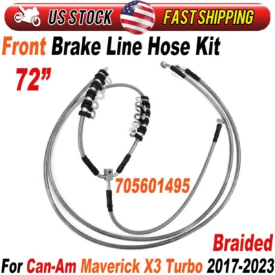 72in For Can-Am Maverick X3 Turbo Front Braided Brake Line Hose Kit 2017-2023 US Foto 1 de 4
