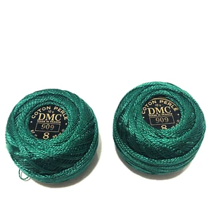 DMC Coton Perle Thread Size 8 Color 909 Green 10g Made in France Cotton Lot of 2 - Picture 1 of 6
