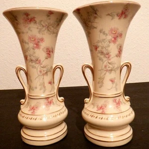 Antique Looking Ceramic Pair of Vases 8" x 3" - Picture 1 of 8