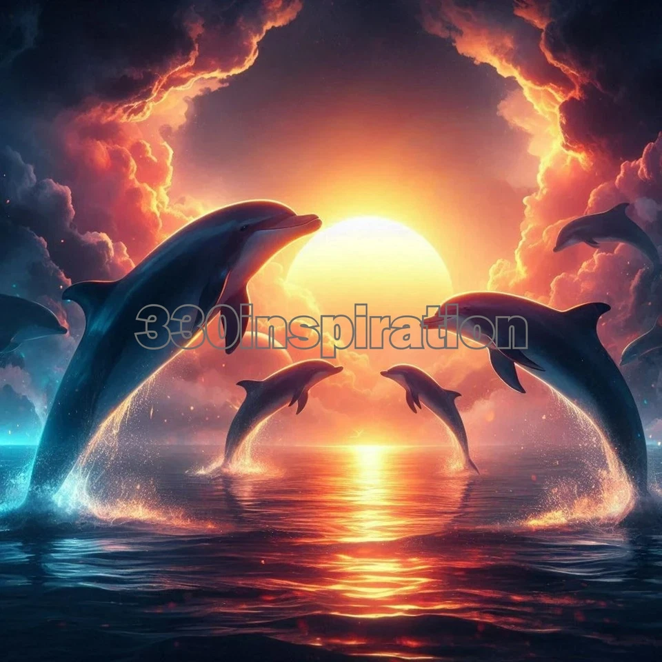 Digital Image Picture Photo Wallpaper Background Desktop Art Dolphins Ocean #A72 - image 1 of 1