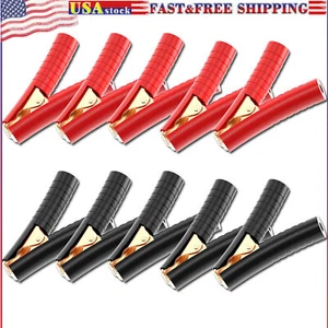 10PCS Heavy duty Insulated Alligator Clips Durable Crocodile Clamps Black & Red - Picture 1 of 7