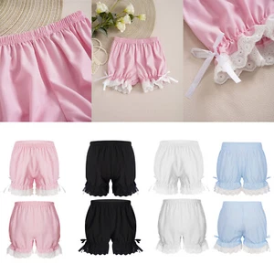 Kids Girls Undershorts Underdress Bloomers Underskirt Solid Color Pumpkin Lace - Picture 1 of 42