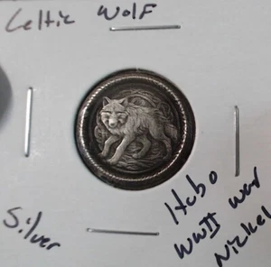 HOBO Keltischer Wolf Wikinger Fenrir aus ECHT Silber WWII Krieg Nickel SIGNIERT - Bild 1 von 2