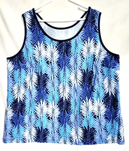 Blusa sin mangas Lands End 100 % algodón para mujer talla 3X blanco azul hoja nueva sin etiquetas - Imagen 1 de 6