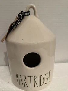 Neu Rae Dunn Rebhuhn Vogelbaum weiß Vogelhaus schwarz weiß Gingham Schleife wie abgebildet - Bild 1 von 9