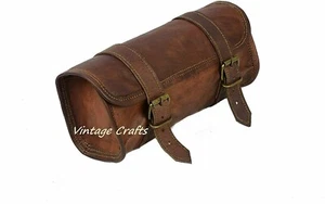 Motorcycle Leather Front Fork Luggage Saddle Bag Storage Side Tool Pouch - Picture 1 of 11