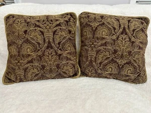 Handwoven French Gobelins Tapestry Aubusson Pillows Floral 16” X 16” Set Of 2 - Picture 1 of 7