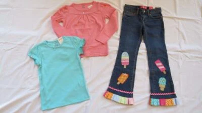 Lote de camisas jeans novo com etiquetas Gymboree 6 7 picolé aplique festa sorvete cone - Imagem 1 de 4