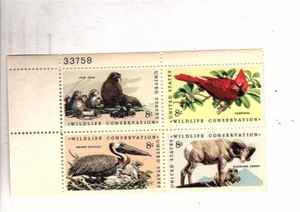 US stamp 1467A efo Wildlife Conservation color shift plateblock see below (mb31 - Picture 1 of 3