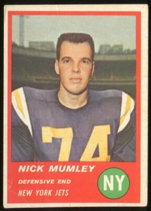 1963 Fleer #22 Nick Mumley New York Jets - Rookie Card - Picture 1 of 2