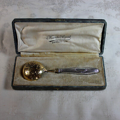 Beautiful Antique French Sterling And Vermeil Berry Spoon With Box • 313.55$